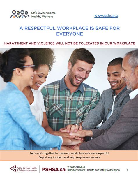 Public Services Health And Safety Association Respectful Workplace Poster
