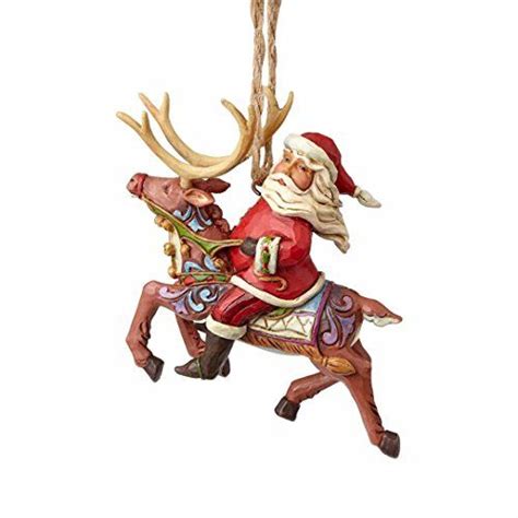 Enesco Jim Shore Heartwood Creek Santa Riding Reindeer Ornament