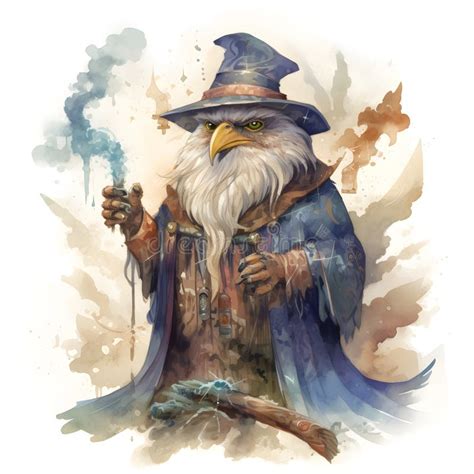Old Wise Mystical Wizard Eagle Ai Generative Illustration Stock