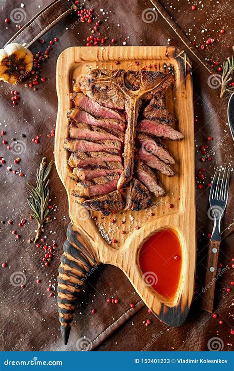 Steak On A Wooden Board Stock Image Image Of Blood