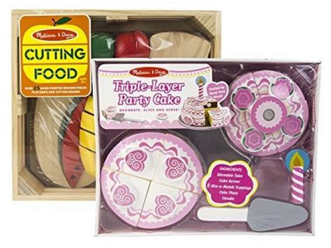 Melissa And Doug Wooden Playsets Bundle Cutting Food Set With Triple