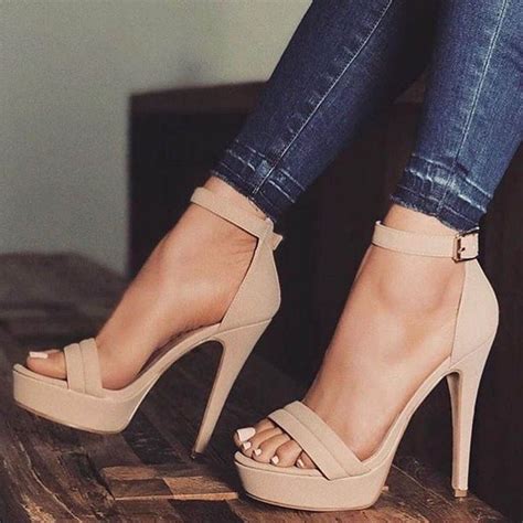 Classic Light Apricot Line Style Buckle Stiletto Heels Heels