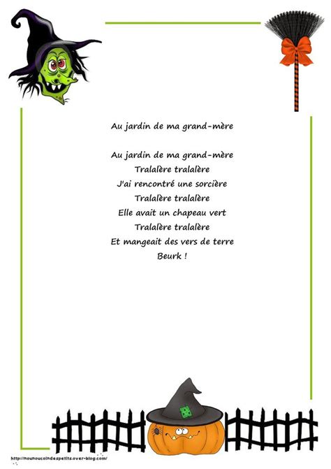 Zut Aujourd'hui C'est Halloween Fiche A Imprimer - .. Comptine d'halloween .. - Le blog de nounoucoindespetits