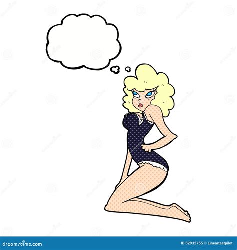 cartoon pin up woman with thought bubble stock illustration illustration of woman happy 52932755