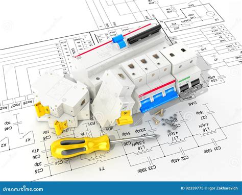 Circuit Breakers On The Electronic Circuit Stock Illustration