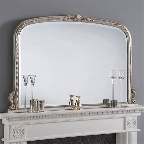 Antique French Style Silver Overmantle Mirror Homesdirect365