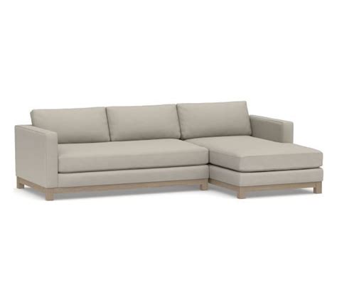 If you go to pb and choose their pretty good stuff and compare their quality and longevity with premium brands with a higher price you will almost always find that the premium brands cost less per day of life than pb stuff. Jake Upholstered Wood Base 2-Piece Sectional With Chaise ...
