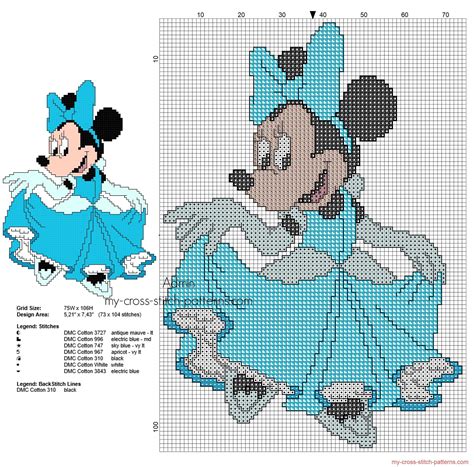 Disney Minnie Principessa Cenerentola Schema Punto Croce 1900x1872