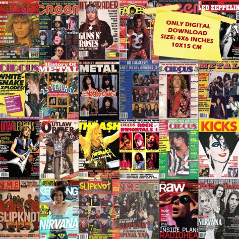 200 Rockmetal Magazine Covers Digital Wall Collage 4x6 Etsy Uk