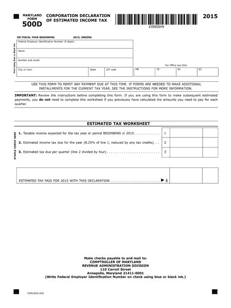 Maryland 500d Form Fill Out And Sign Printable Pdf Template