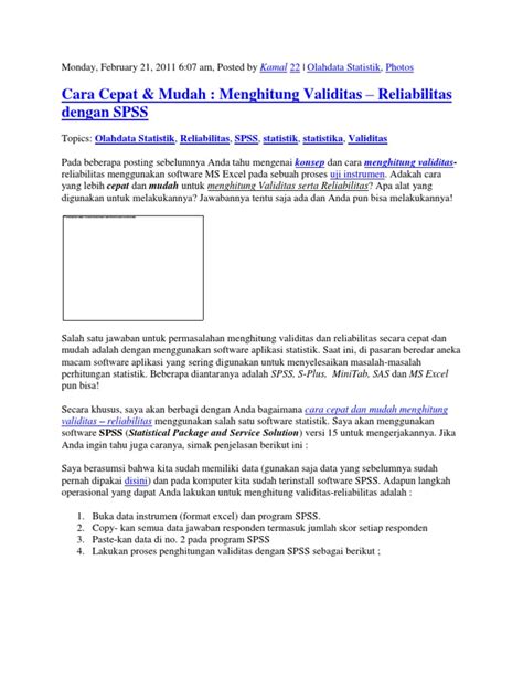 Pdf Cara Cepat Mudah Menghitung Validitas Reliabilitas Dengan Spss Hot Sex Picture