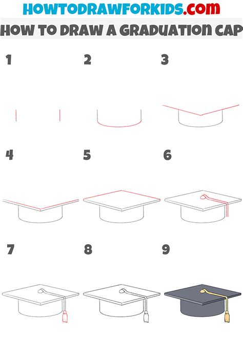 How To Draw A Graduation Cap Easy Drawing Tutorial For Kids