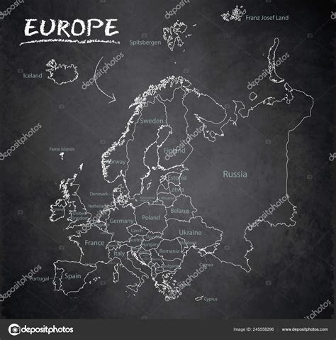 Avrupa Haritası Yeni Siyasi Detaylı Harita Devlet Adları Arka Plan