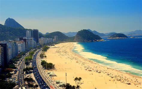 820004 Copacabana Beach Brazil Coast Mountains Sky Ocean Rio De