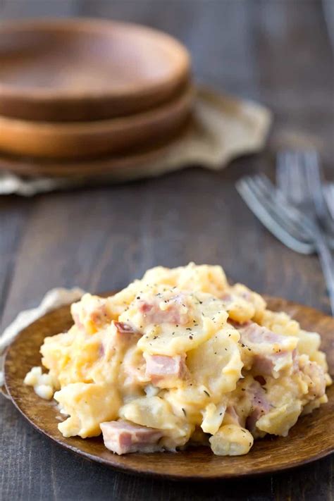slow cooker scalloped potatoes with ham i heart eating