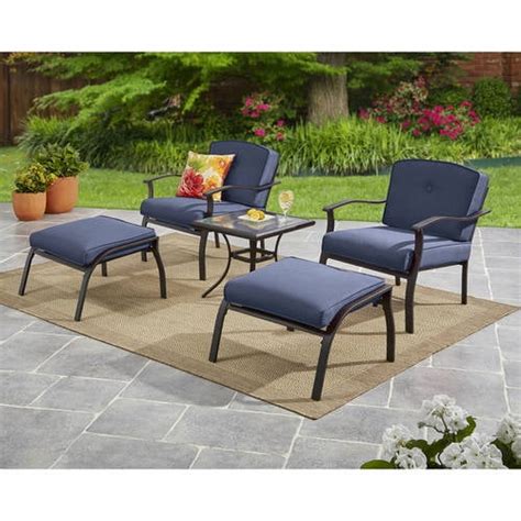 Mainstays Belden Park Outdoor 5 Piece Chat Set For Patio Midnight Sky Blue