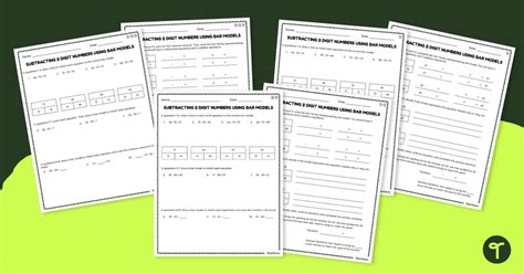 2 Digit Subtraction Using Bar Models Differentiated Worksheets Teach