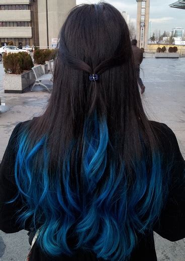 Popular items for black and blue ombre. Blue Black Hair Tips And Styles | Dark Blue hair Dye Styles