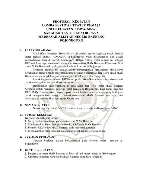 Contoh Proposal Pementasan Seni Gambaran