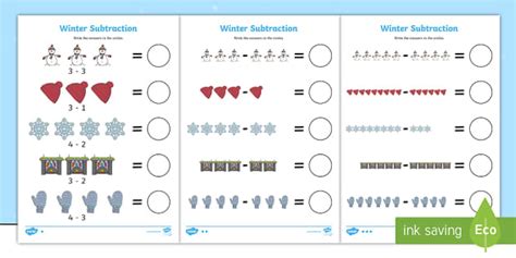 Winter Themed Subtraction Worksheet Worksheet Subtraction Worksheet