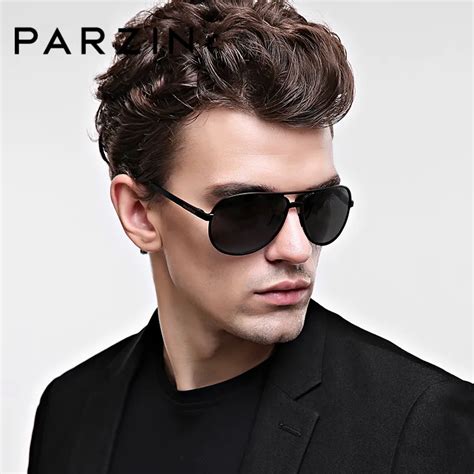 Parzin Brand Cool Mens Pilot Sunglasses Top Quality Alloy Frame