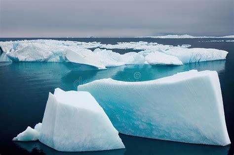 Ice Chunks Floating Away From Calved Glacier Stock Photo Image Of