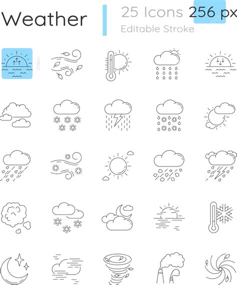Weather Linear Icons Set Nature Precipitation Collection Vector Nature