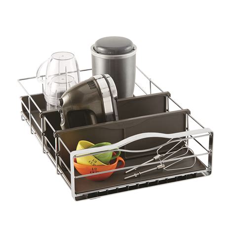 Pull out organizer rack for bakeware sliding kitchen cabinet organizers and storage rack for cutting boards baking pans cupcake pans and more 8 5 w x 21 d x 10 63 h heavy duty chrome 5 0 out of 5 stars 1. simplehuman 14" Pull-Out Cabinet Organizer | The Container ...