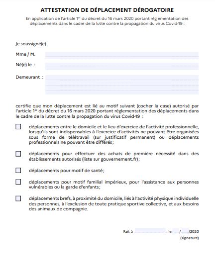 Vous devez l'avoir sur vous en cas de. ATTESTATION DE DÉPLACEMENT DÉROGATOIRE (Covid-19) - Mission Locale du Pithiverais