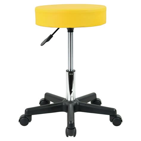 Kktoner Round Rolling Stool Pu Leather Height Adjustable Swivel