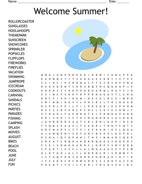 Welcome Summer Word Search Wordmint