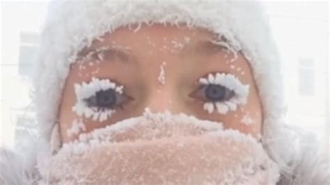 Watch Its So Cold In Russia That Eyelashes And Fish Are Freezing