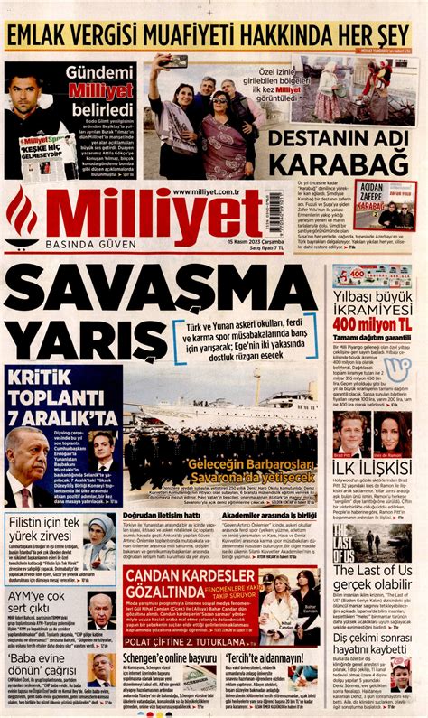 Milliyet Gazetesi Milliyet Manşet Oku Haberler 15 Kasım 2023