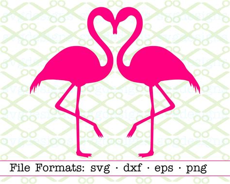 TWO FLAMINGOS Heart SVG Dxf Eps Png Digital Cut Files For Etsy