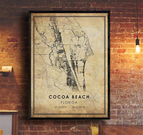 Cocoa Beach Map Print Cocoa Beach Map Florida Map Art Etsy