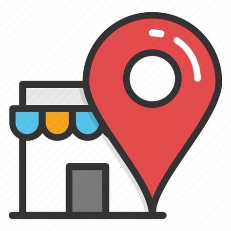 Location map pin, market location pin, marketplace map pointer, shop location, store location icon