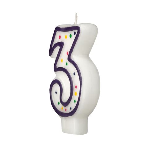 Colorful Birthday Candle Number 3 Polka Dot Number Cake Toppers