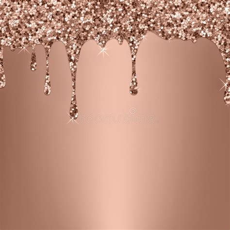 Shiny Rose Gold Background Dripping Glitter Texture Stock Image
