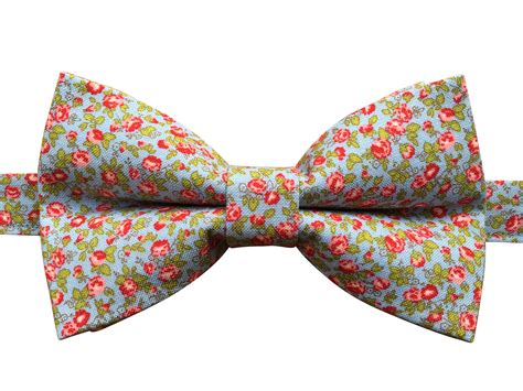 Pink Floral Bow Tie On Blue