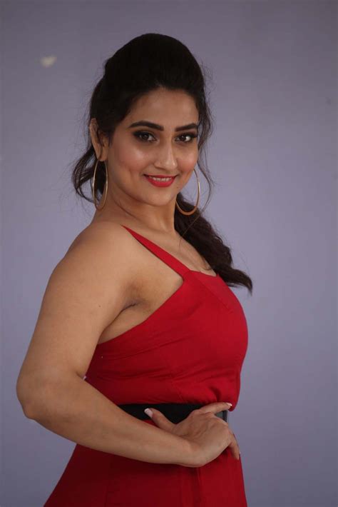 beautiful telugu tv anchor manjusha in red top tollywood boost indian film actress indian