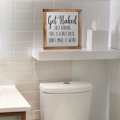 get naked sign for bathroom decor wall art 12x12 inch half bath sign rustic bathroom wall