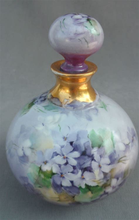 Antique 1903 Limoges French Perfume Bottle R Delinieres Lavender