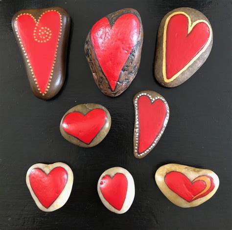 Hand Painted Heart Rocks Painted Hearts Valentines Painted Rocks