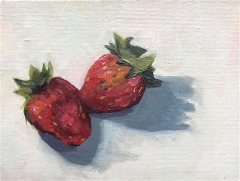 Daily Paintworks Strawberry Study Original Fine Art For Sale