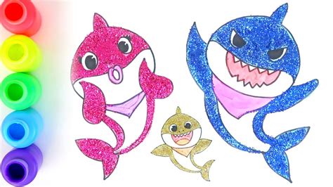 Baby Shark Song Drawing And Coloring Mommy Shark Daddy Shark Learn