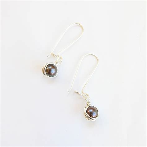 Customised Wire Wrapped Freshwater Pearl Earrings With A Handmade