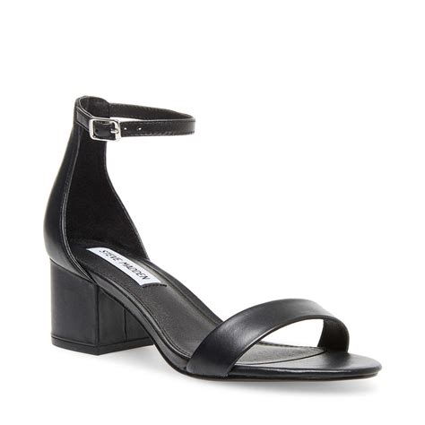 irenee black leather heels 2 inch heel women s black block heel steve madden