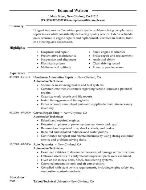 Delivering your credentials effectively on auto mechanic. Best Automotive Technician Resume Example | LiveCareer