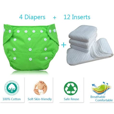 16 Pcs Kid Adjustable Reusable Baby Diapers Cotton Cloth Nappy Diapers