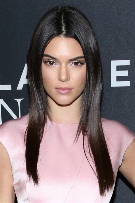 Kendall Jenner Straight Dark Brown Angled Flat Ironed Hairstyle